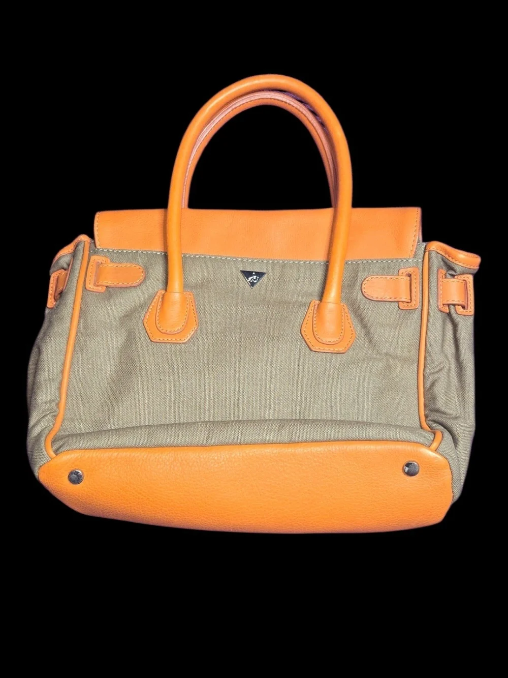 Sam Edelman Orange Leather-Trim Embroidered Satchel